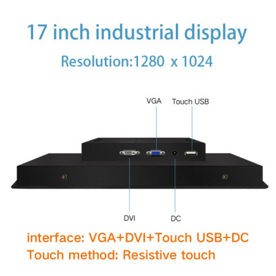 10 15 17 12 Inch Display LCD Screen Monitor of Tablet VGA DVI USB Resistance Touch Screen Embedded installation Wall mounting