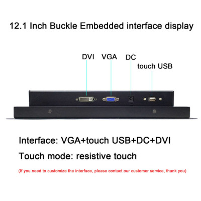 10 12 15 Inch Industrial Computer Monitor with Resistive Touch 17&quot LCD Monitor with DVI Touch USB Buckle Embedded installati