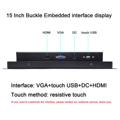 10 12 15 17 Inch industrial mini panel monitor with resistive touch LCD monitor Buckle embedded Install with HDMI VGA Touch USB